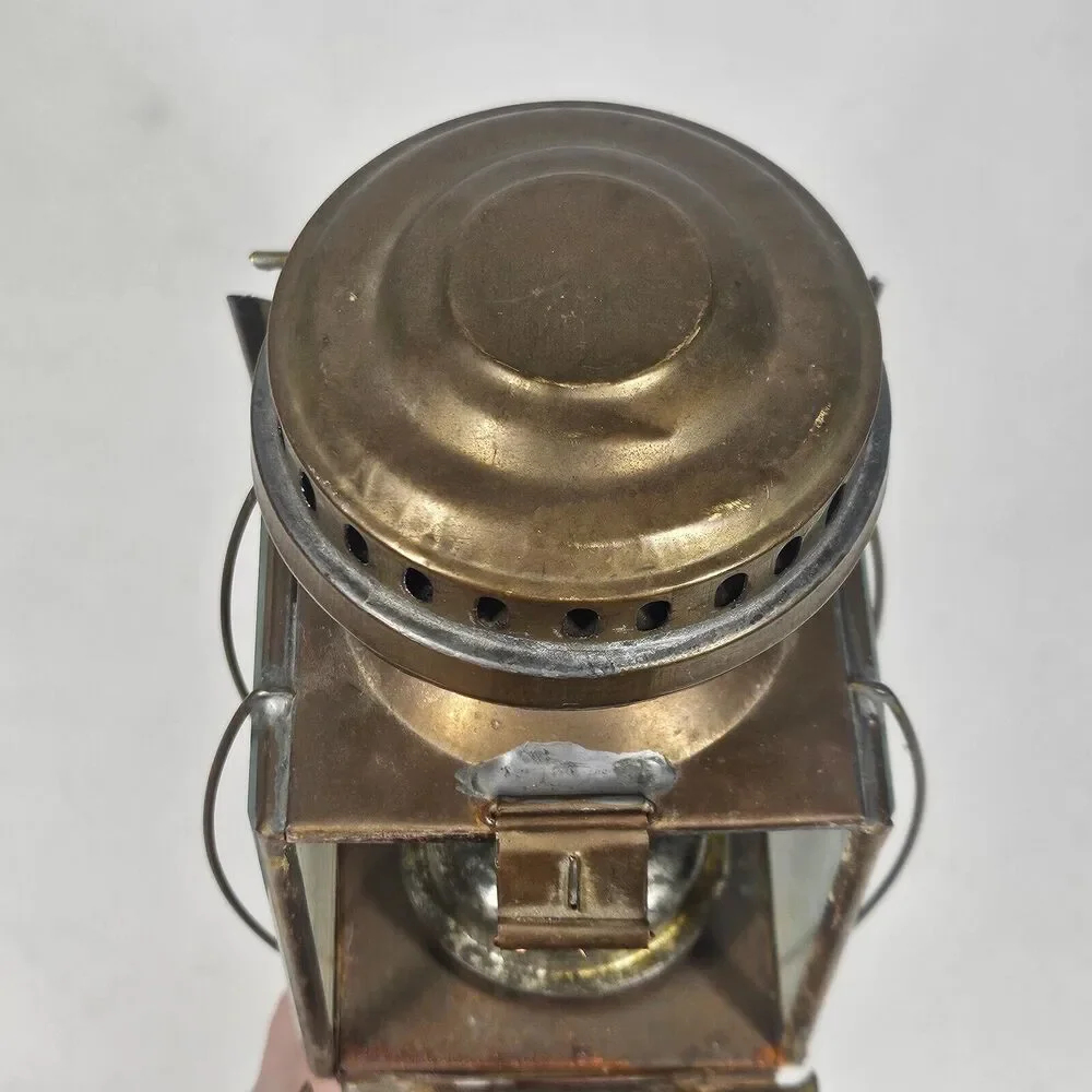Brass Carriage Lamp Antique Coach Wall Light Fixture Glass